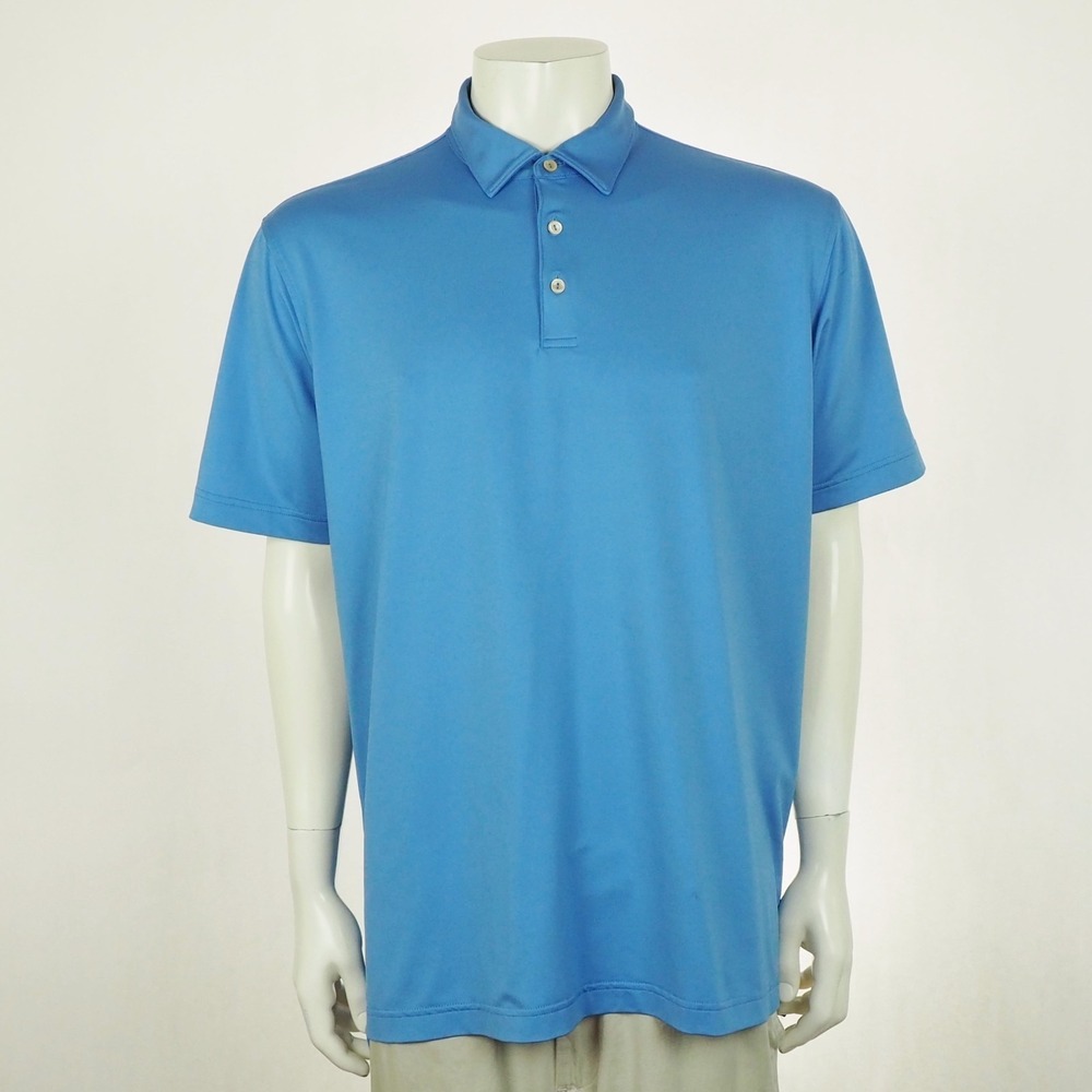 Peter Millar Summer Comfort Golf Polo Shirt Mens Large Blue The Forest Golf Club